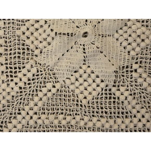 Crochet White Throw Pillow Case Cover Decorative Handmade Vintage 14" x 14" knit - Picture 5 of 9